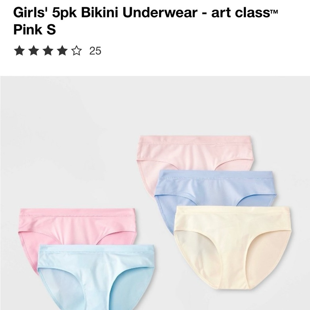Art Class Girls' 5-Pack Bikini Underwear - Pink, Blue, Cream